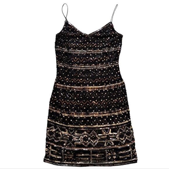 Theia Couture  Sleeveless Embellished Beaded Cocktail Dress Size 10 Black/Brown - Picture 13 of 13